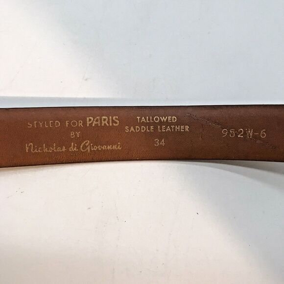 Styled for PARIS by Nicholas di Giovanni Brown Saddle Leather Belt Men's 34 - Picture 9 of 10